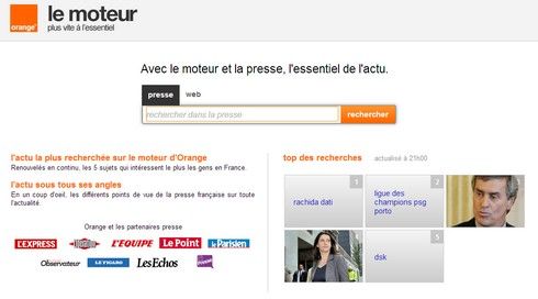 Orange lance son nouveau moteur de recherche dédié à la presse