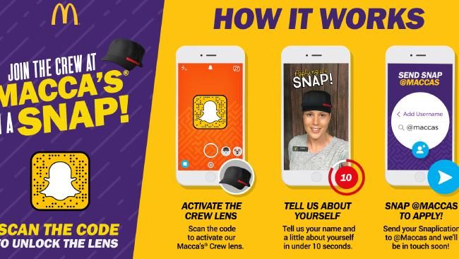 En Australie, McDonald’s joue de Snapchat pour recruter ses collaborateurs